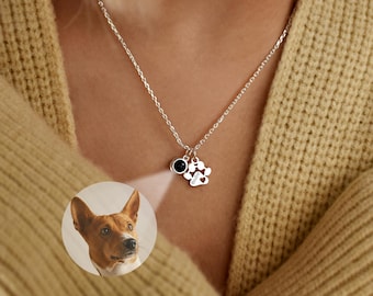 Collana con proiezione di foto di animali domestici, collana con proiezione del nome della zampa con cuore, gioielli con foto di animali domestici, collana con foto di gatto e cane, regalo commemorativo per animali domestici