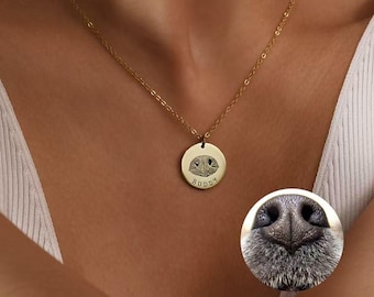 Dog Nose Print Necklace, Custom Pet Memorial Jewelry, Pet's Nose Print Necklace, Personalized Pet Keepsake, Unique Gift for Pet Lovers