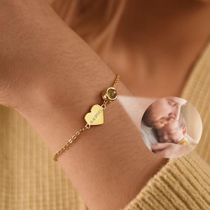 Custom Photo Projection Bracelet with Heart, Custom Picture Bracelet, Memorial Gift, Bracelet for Women, Birthday Gift, Mother&#39;s Day gift