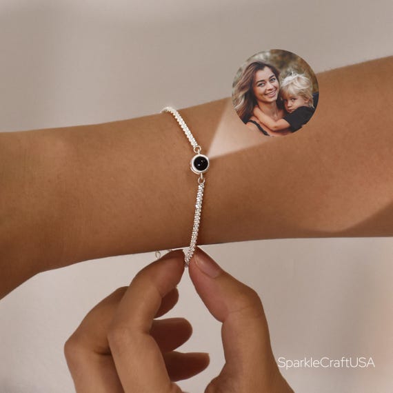 Projection Bracelet with Picture Inside, Mom Photo Bracelets, Memorial Gift for Loved Ones,  Birthday Gift for Mom, Memorial Jewelry