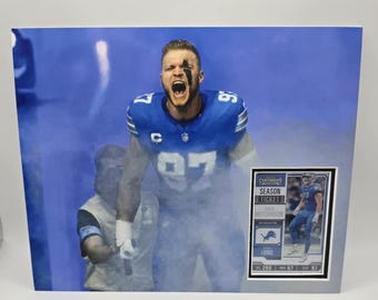 Cornice da parete con carta da football dei Detroit Lions Aiden Hutchinson 8x10