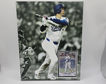 Cornice da parete con carta da baseball 8x10 di Shohei Ohtani, Los Angeles Dodgers Angels