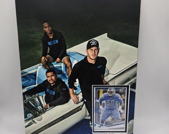 Cornice da parete con carta da football dei Detroit Lions Penei Sewell 8x10