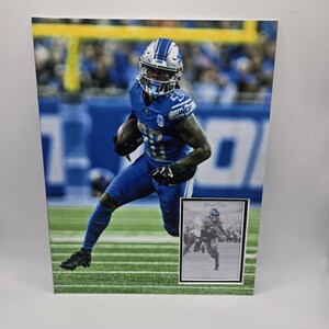 Detroit Lions Jahmyr Gibbs 8 x 10 voetbalkaart frame kunst aan de muur