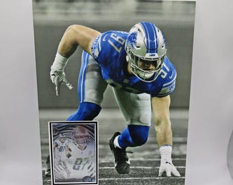 Cornice da parete con carta da football dei Detroit Lions Aiden Hutchinson 8x10