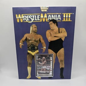 WWF WWE Hulk Hogan Andre the Giant  Wrestlemania 3 Wrestling card frame wall art display