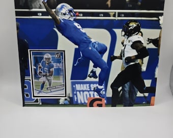 Cornice da parete con carta da football dei Detroit Lions Jameson Williams 8x10