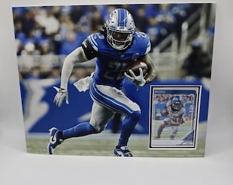 Cornice da parete con carta da football dei Detroit Lions Jahmyr Gibbs 8x10