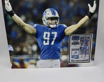 Cornice da parete con carta da football dei Detroit Lions Aiden Hutchinson 8x10