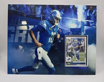 Cornice da parete con carta da football dei Detroit Lions Jared Goff 8x10