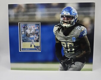 Cornice da parete con carta da football dei Detroit Lions Jahmyr Gibbs 8x10