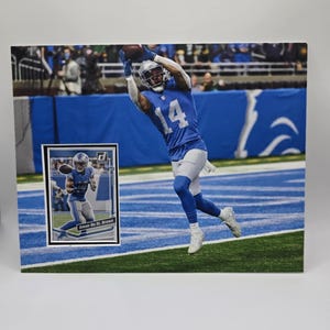 Detroit Lions Amon-Ra St Brown 8x10 moldura para cartão de futebol, arte de parede para exibição