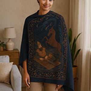 Dragon of Dusk Shawl: Persian Epic Art Scarf by Abraham Xerxes