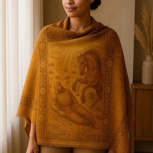 Persian Epic Scarf: Rostam&#39;s Desert Trial Shawl by Abraham Xerxes