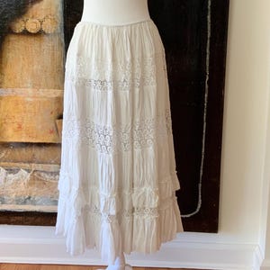 Antique Skirt Petticoat - Edwardian Petticoat L White - Chiffon / Crochet Lace