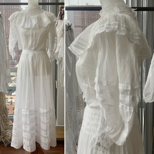 Edwardian Set Skirt and Blouse -  Antique Skirt and Blouse Set White Cotton