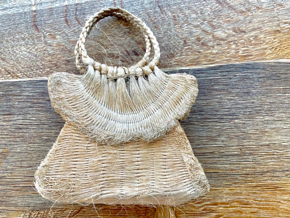 Rare Antique Jute Handbag - Mini Jute Handbag - V… - image 7