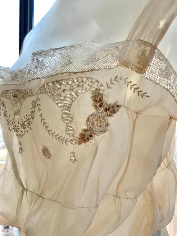 Stunning Silk Antique Nightgown 1910 - Edwardian … - image 9