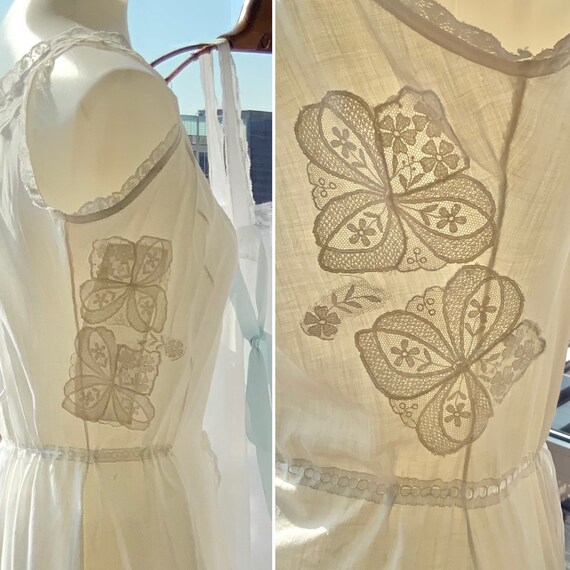 Edwardian Cotton Nightgown / Slip Dress Embroider… - image 7
