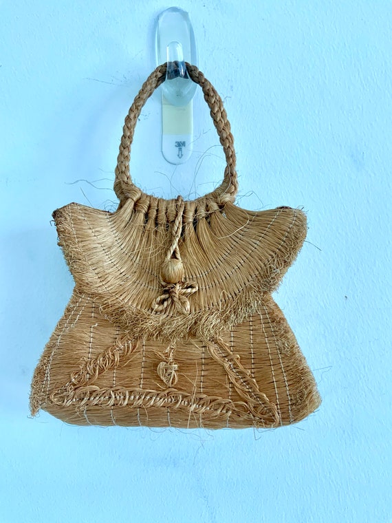 Rare Antique Jute Handbag - Mini Jute Handbag - V… - image 3