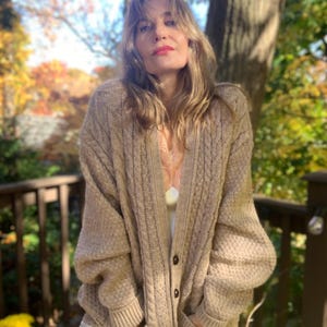 70s  Chunky Sweater Irish Wool - Vintage St Michael Cardigan  - Made in UK