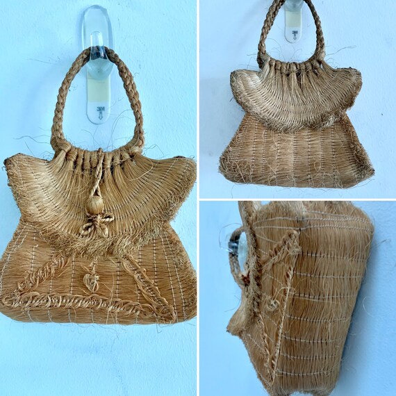 Rare Antique Jute Handbag - Mini Jute Handbag - V… - image 2