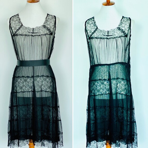 30s Sheer Dress - Black 30s Sheer Lace Dress - Bla