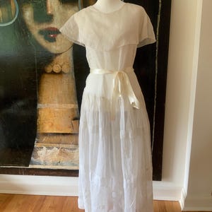 1910 Antique Cotton Nightgown: Edwardian Embroidered Dress, Size L image 5