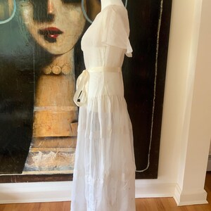 1910 Antique Cotton Nightgown: Edwardian Embroidered Dress, Size L image 8
