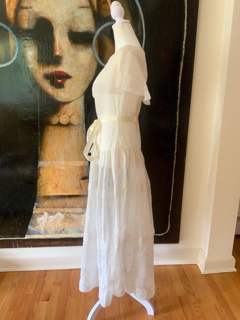 1910 Antique Cotton Nightgown: Edwardian Embroidered Dress, Size L image 8