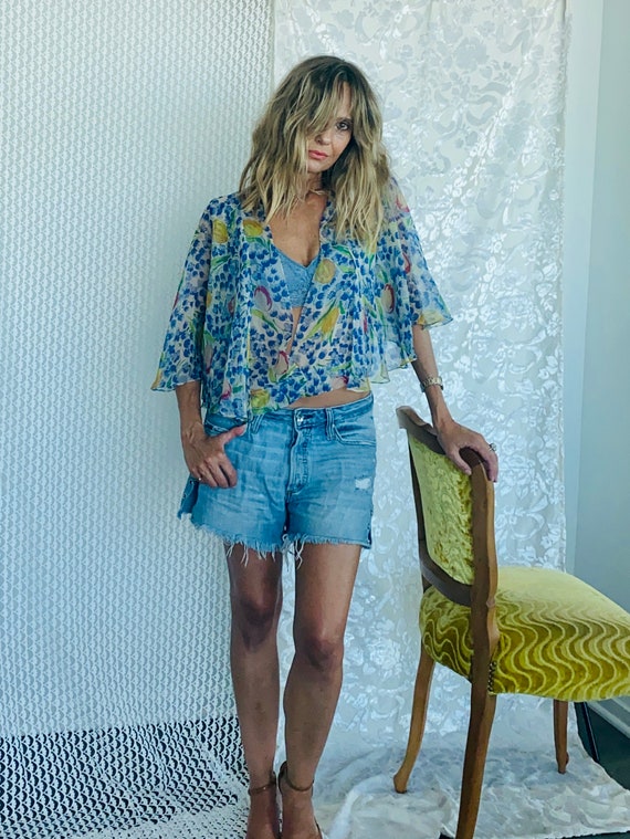 1930s Floral Chiffon Blouse - 30s blouse - 30s she