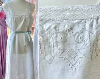 Edwardian Cotton Nightgown - Edwardian Slip Dress White Cotton