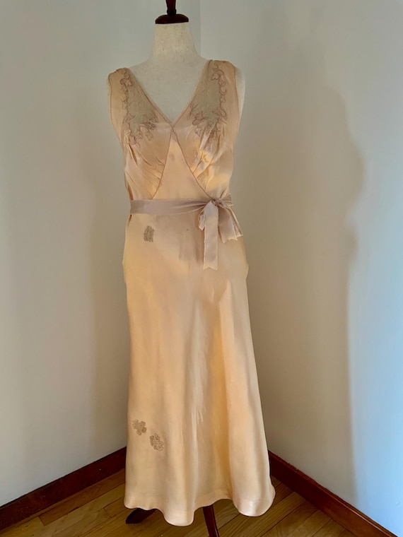 vintage silk slip dress Vintage Silk 1920s Deco Embroidered Slip Dress Selected By Picky Jane