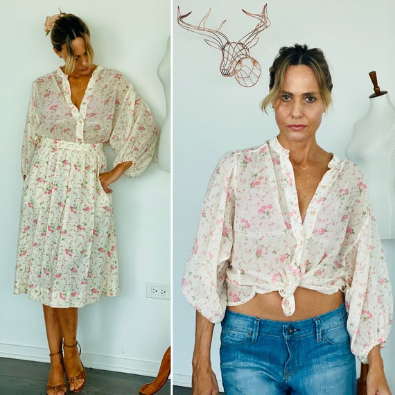 70s blouse and skirt set - 70s set - 1970s Set - 7