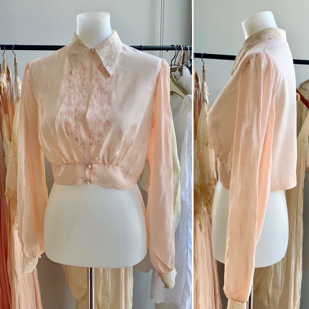 1940s Silk Embroidered Bed Jacket Vintage Silk Bed Jacket Etsy