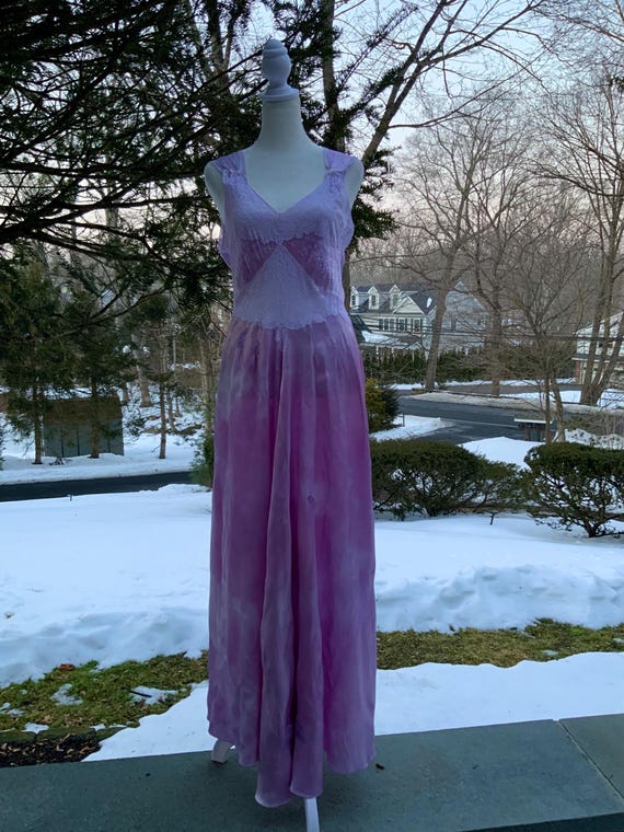 1970s Lilac Satin & Lace Gown  Hand Dyed Romantic Vintage Maxi Dress S/M -  Etsy