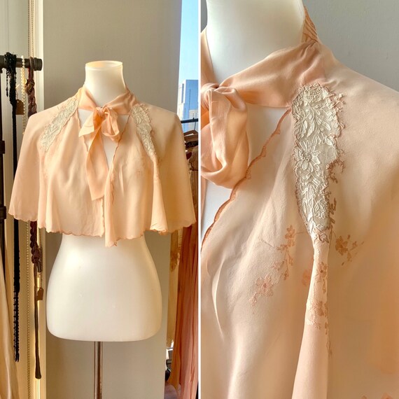 Antique Silk Cape / Bed Jacket 1920s Silk Bed Jacke… Gem