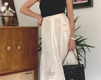 Edwardian Cotton Skirt with Crochet Lace | Antique Boho Maxi