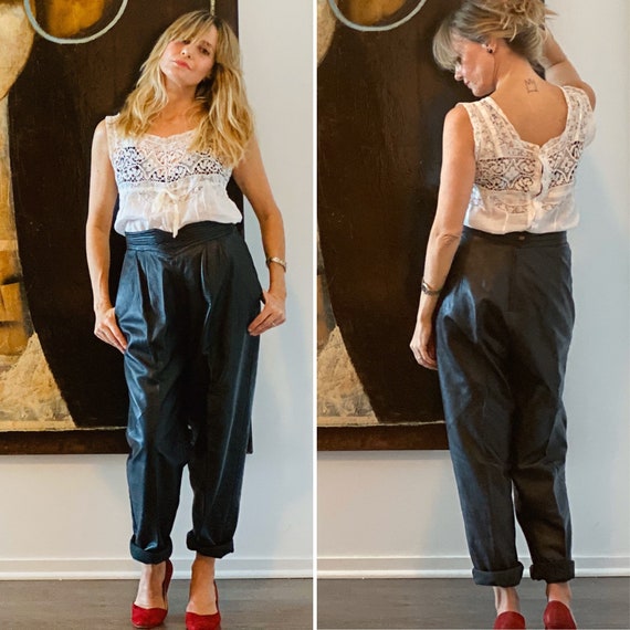 80s Leather Pants - 80s Leather Trousers - 1980s L
