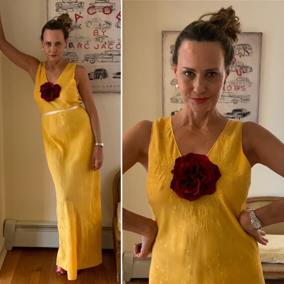 50s Hand Dyed Nightgown - Yellow Nightgown Hand Dy