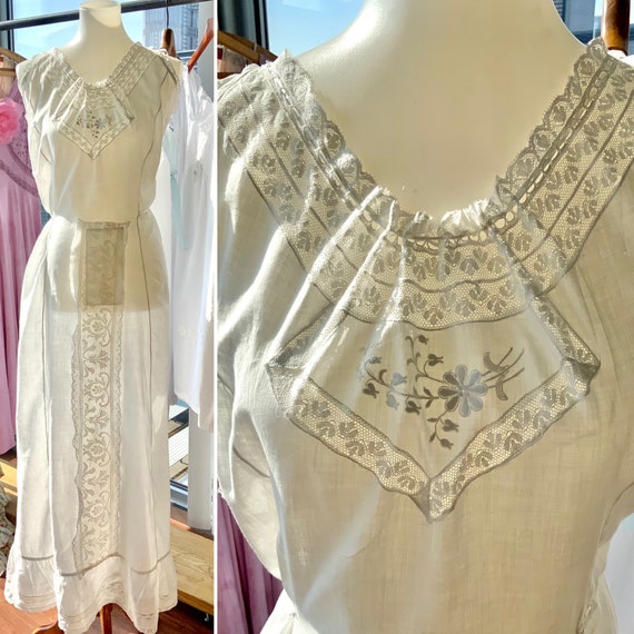 Edwardian Cotton Nightgown / Slip Dress Embroider… - image 2