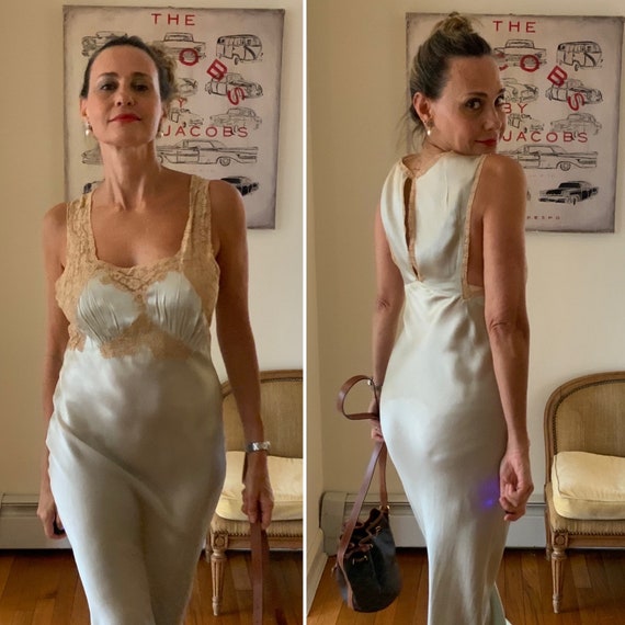 1950s  Nightgown Silk /  Lace - 50s Nightgown - B… - image 7