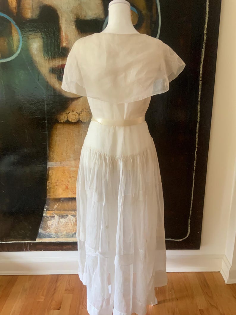 1910 Antique Cotton Nightgown: Edwardian Embroidered Dress, Size L image 7