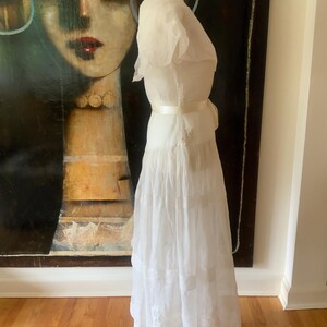 1910 Antique Cotton Nightgown: Edwardian Embroidered Dress, Size L image 6