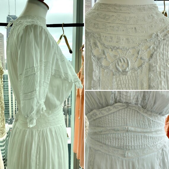 Edwardian Lawn Dress White Cotton lace - Antique … - image 7