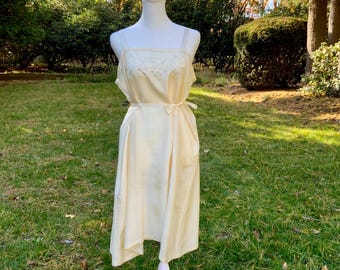 Edwardian Embroidered Silk Slip Dress – Antique Lingerie, Size S