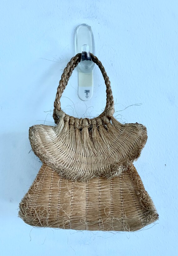 Rare Antique Jute Handbag - Mini Jute Handbag - V… - image 4