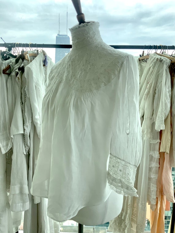 Edwardian Blouse - Antique Blouse Embroidered - W… - image 7
