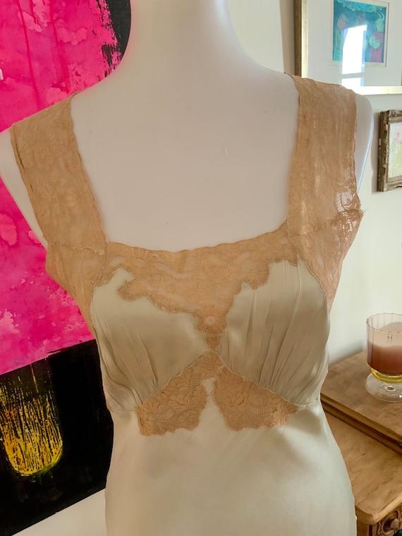 1950s  Nightgown Silk /  Lace - 50s Nightgown - B… - image 3