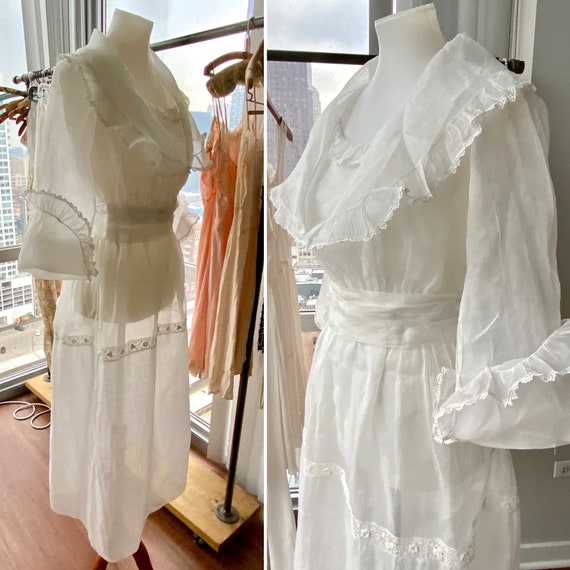 Edwardian Wedding Dress - 1919 Wedding Dress Cotton -… - Gem